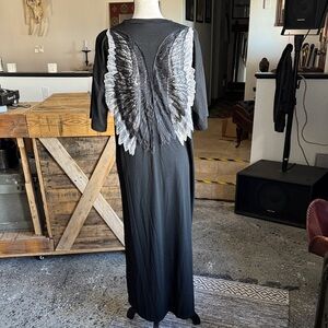New Black Angel Wing Maxi Dress